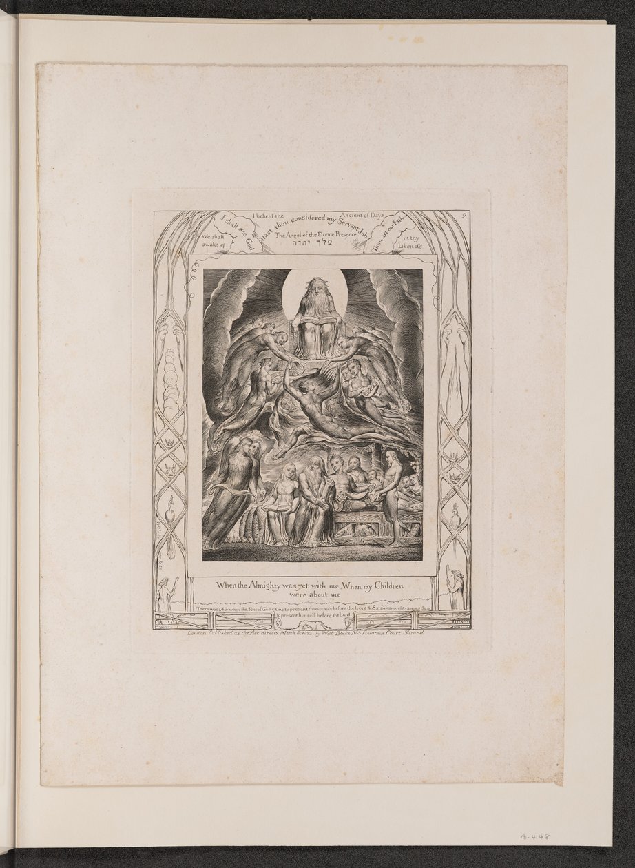 Saatana Jumalan valtaistuimen edessä, 1825. tekijältä William Blake