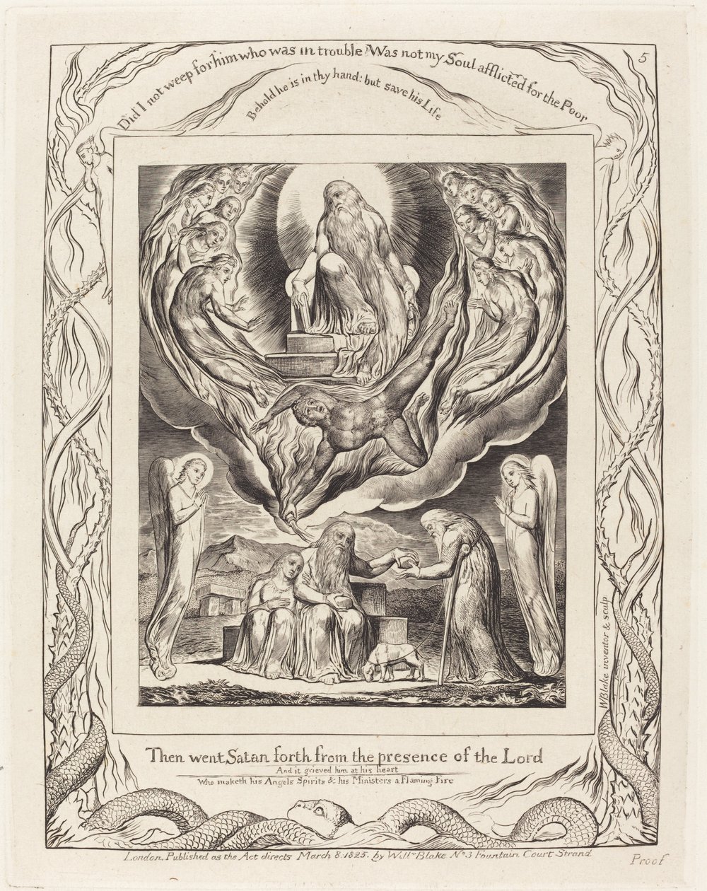 Saatana lähtee ulos Herran läsnäolosta tekijältä William Blake