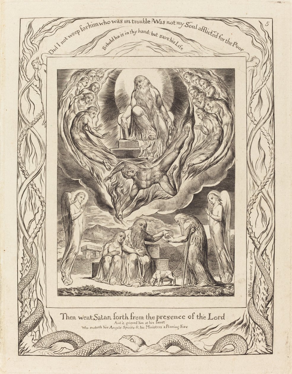 Saatana lähtee ulos Herran läsnäolosta tekijältä William Blake