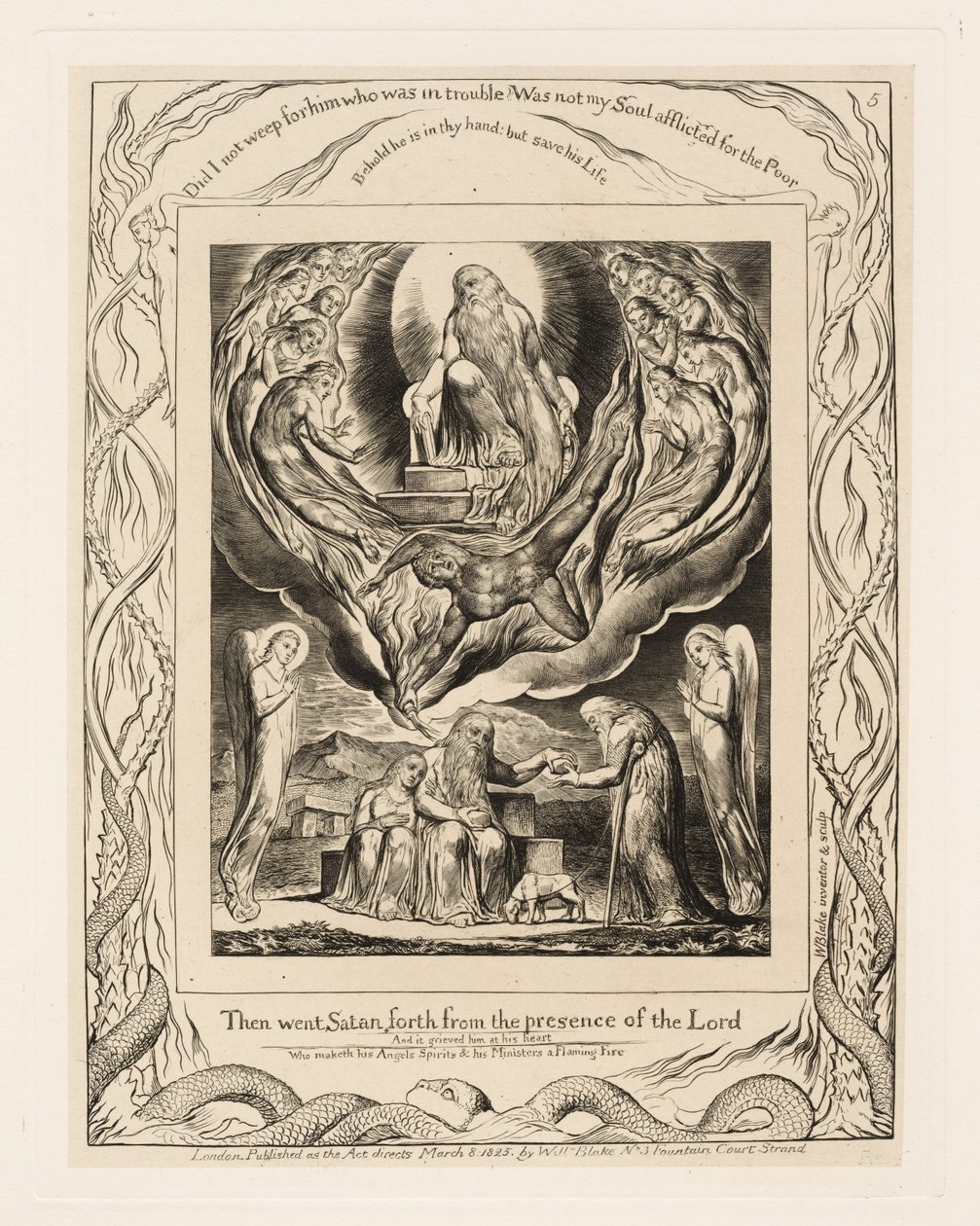 Saatana lähtee Herran kasvojen edestä tekijältä William Blake