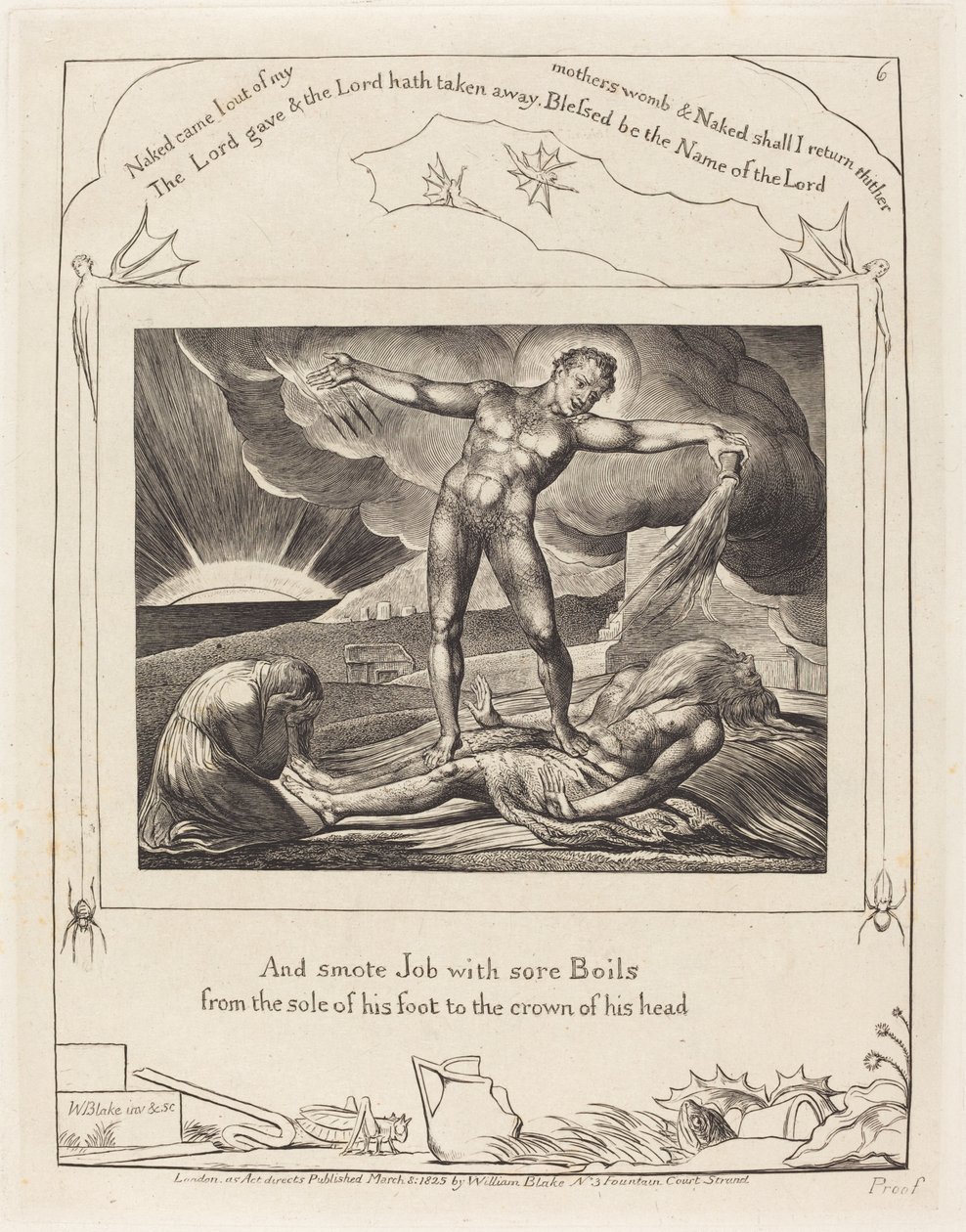 Saatana lyö työtä kiehuen, 1825. tekijältä William Blake