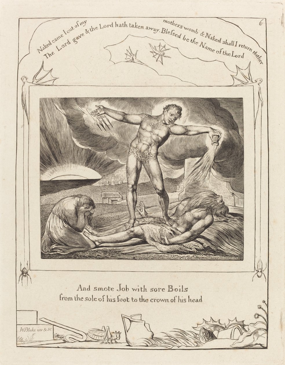 Saatana lyö työtä kiehuen, 1825. tekijältä William Blake