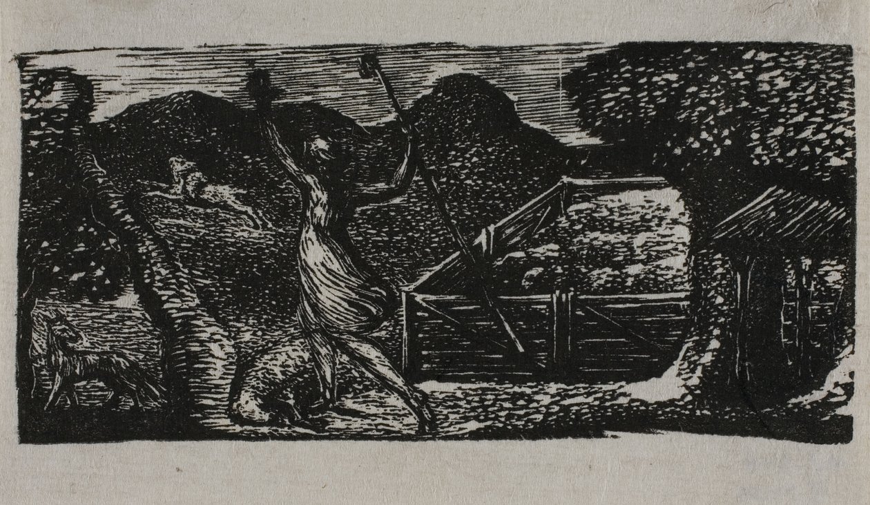 Shepherd Chases Away Wolf, The Pastorals of Vergil tekijältä William Blake