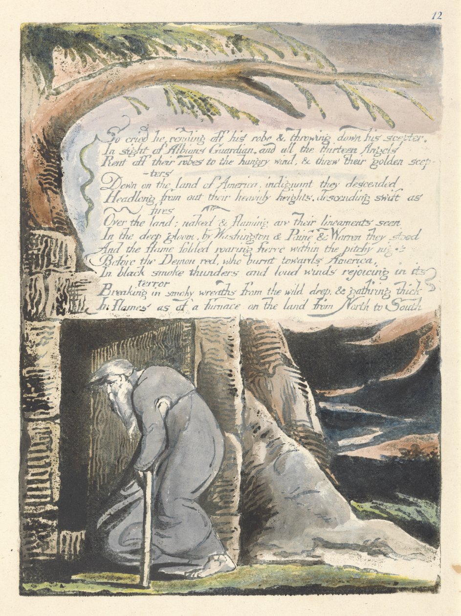 "Niin huusi hän...", levy 14 julkaisusta "America: A Prophecy" tekijältä William Blake