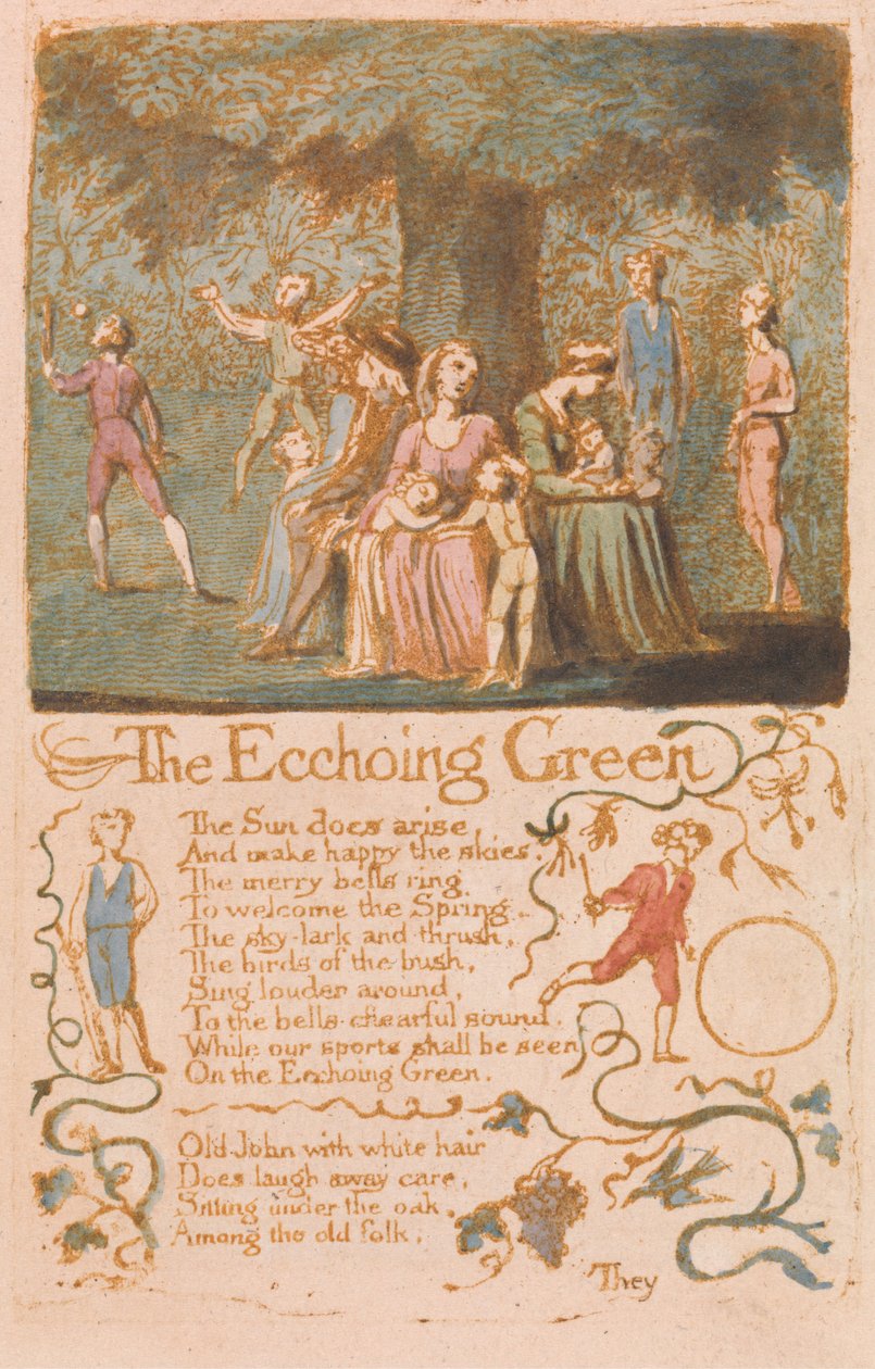 Innocence Songs, Plate 10, The Ecchoing Green (Bentley 6) tekijältä William Blake