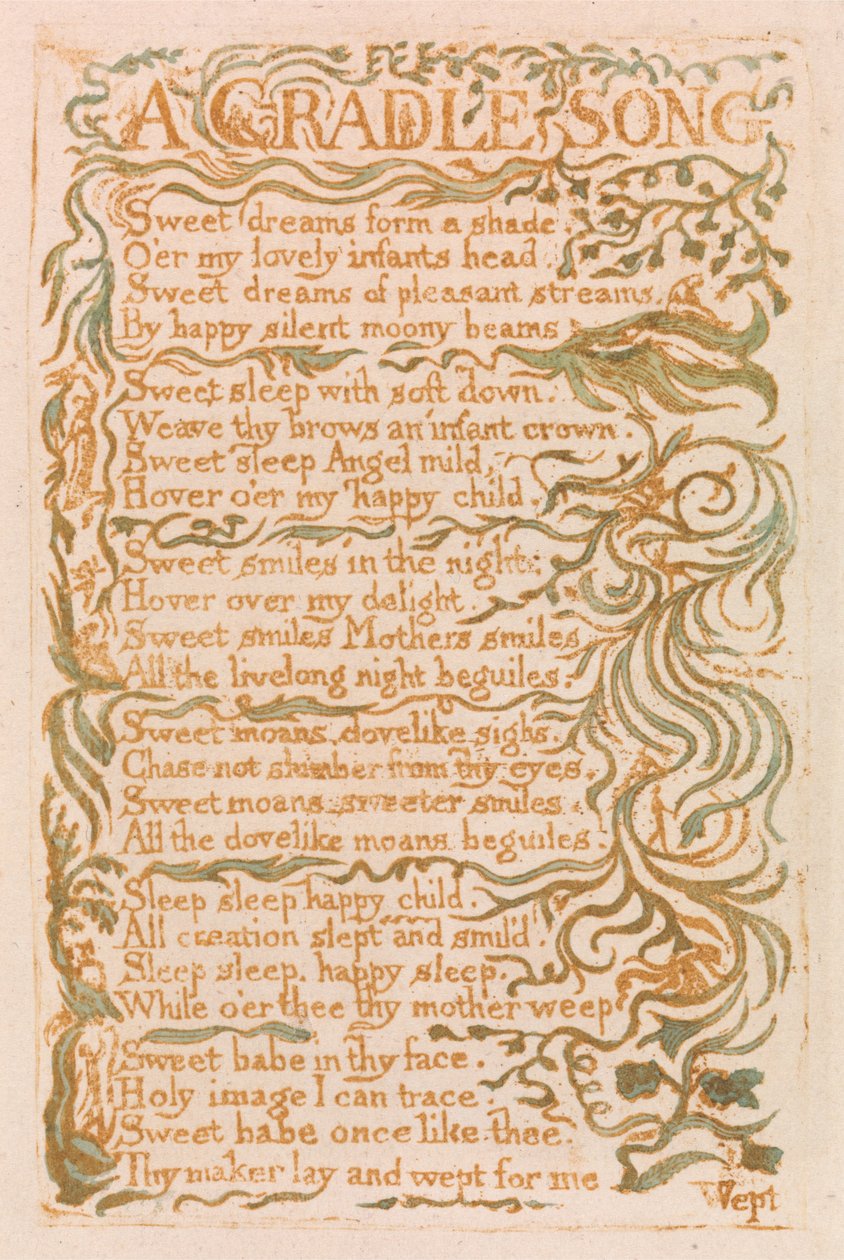 Songs of Innocence, Plate 18, A Cradle Song (Bentley 16) tekijältä William Blake