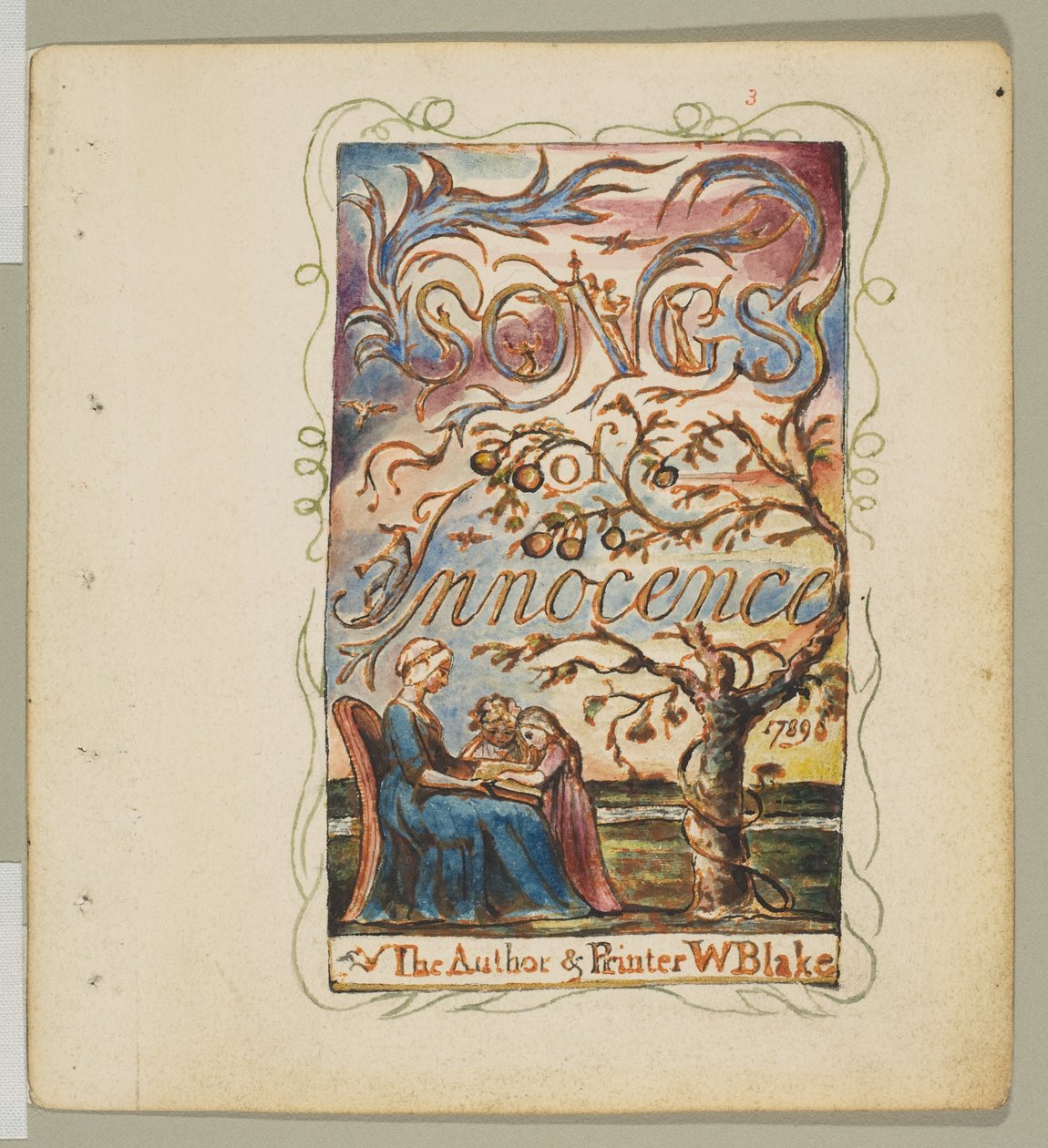 Songs of Innocence: otsikkosivu, n. 1825. tekijältä William Blake