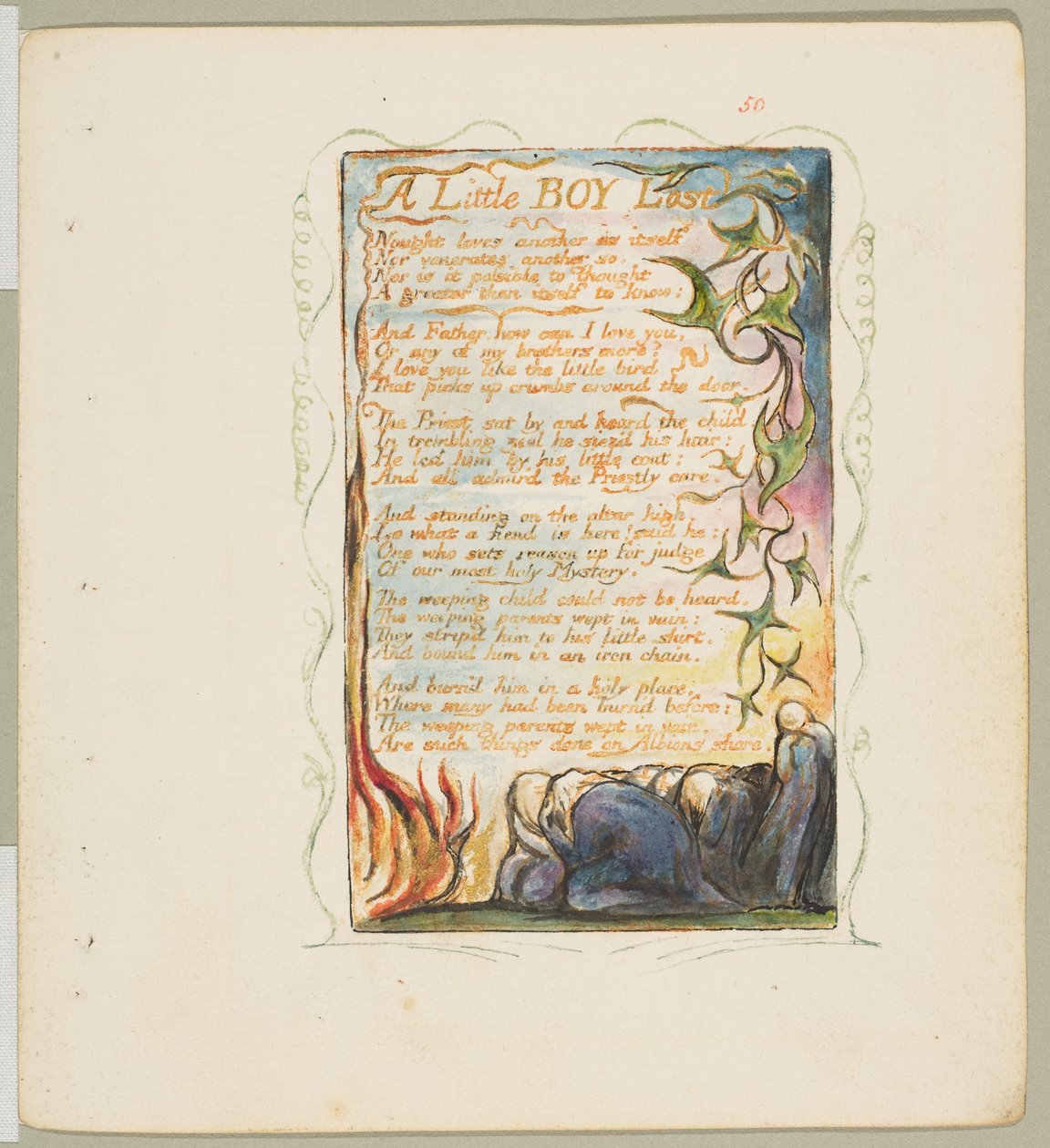 Songs of Innocence and of Experience: A Little Boy Lost, n. 1825. tekijältä William Blake