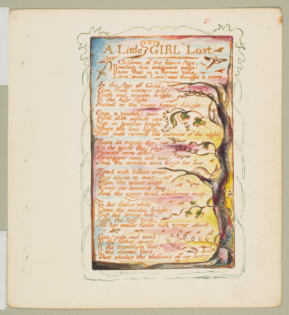 Songs of Innocence and of Experience: A Little Girl Lost, n. 1825. tekijältä William Blake