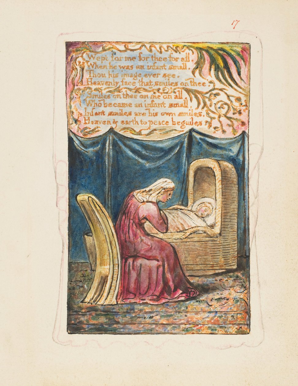 Songs of Innocence and of Experience: Cradle Song toinen levy: Wept for me..., ca. 1825. tekijältä William Blake