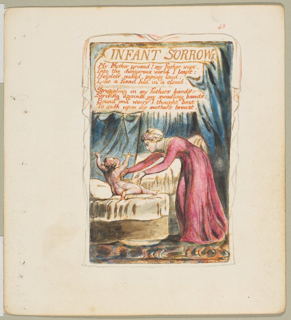 Songs of Innocence and of Experience: Infant Sorrow, ca. 1825. tekijältä William Blake