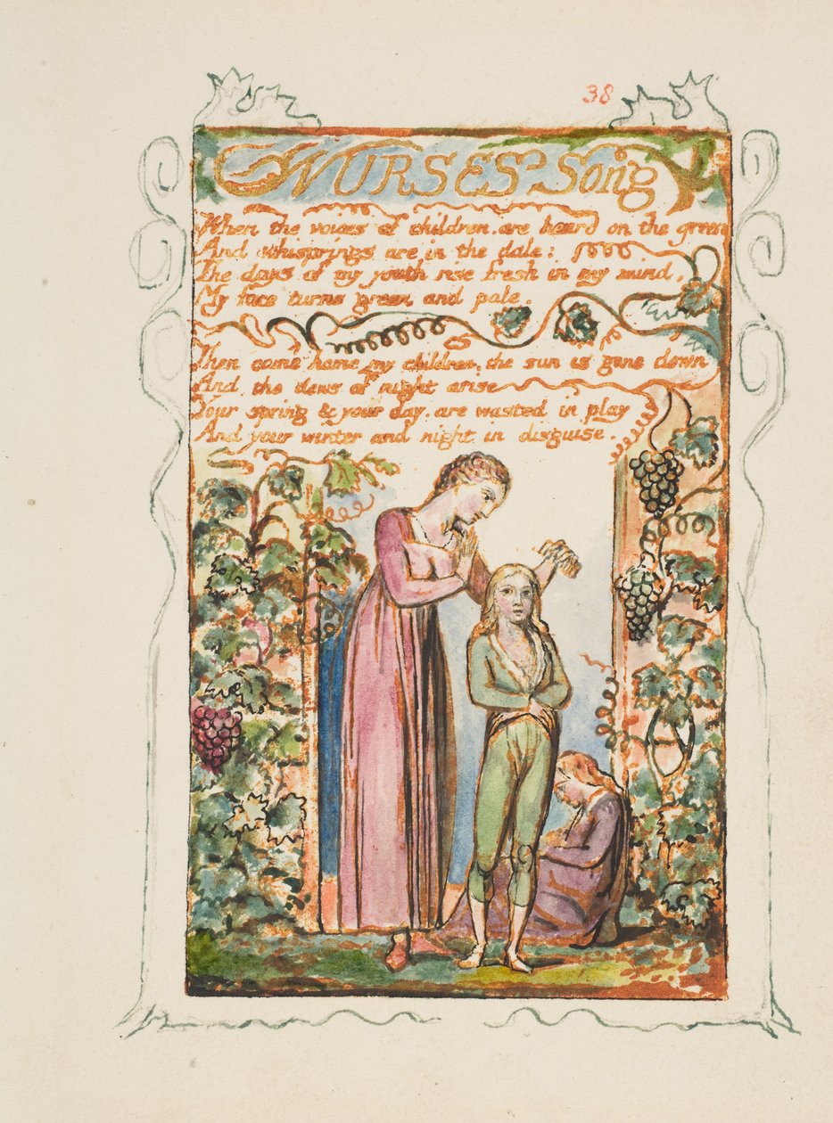 Songs of Innoence and of Experience: Nurses Song, ca. 1825. tekijältä William Blake