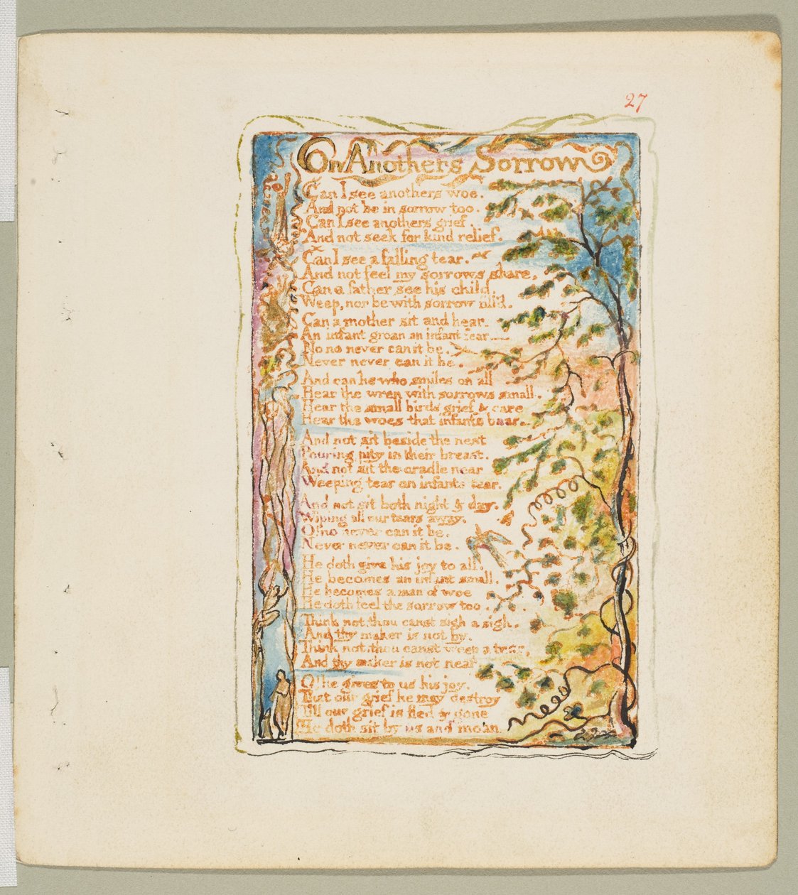 Songs of Innocence and of Experience: On Others Sorrow, n. 1825. tekijältä William Blake