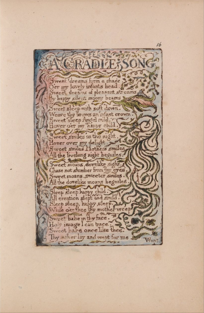 Songs of Innocence and of Experience, Plate 16, A Cradle Song (Bentley 16) tekijältä William Blake