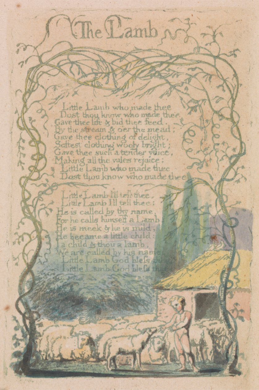 Songs of Innocence and of Experience, levy 18, "The Lamb" (Bentley 8) tekijältä William Blake