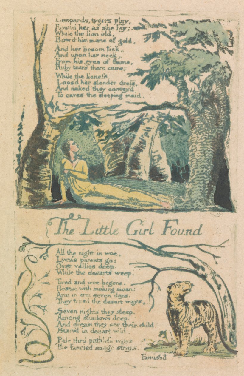 Songs of Innocence and of Experience, levy 20, "The Little Girl Lost" (Bentley 34) tekijältä William Blake