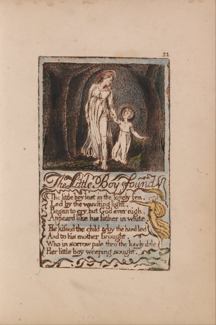Songs of Innocence and of Experience, levy 22, Pikku poika löydetty (Bentley 14) tekijältä William Blake