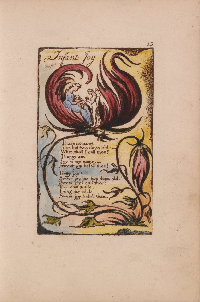 Viattomuuden ja kokemuksen lauluja, levy 23, lapsen ilo (Bentley 25) tekijältä William Blake