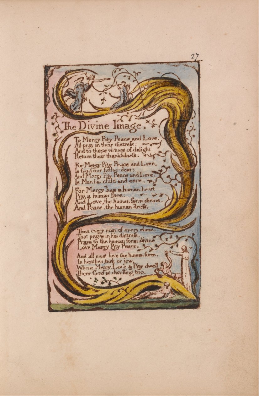 Viattomuuden ja kokemuksen lauluja, levy 27, jumalallinen kuva (Bentley 18) tekijältä William Blake