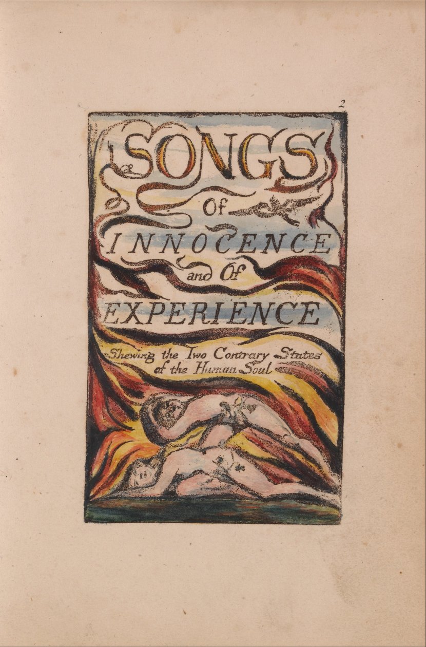 Songs of Innocence and of Experience, levy 2, yhdistetty nimisivu (Bentley 1) tekijältä William Blake