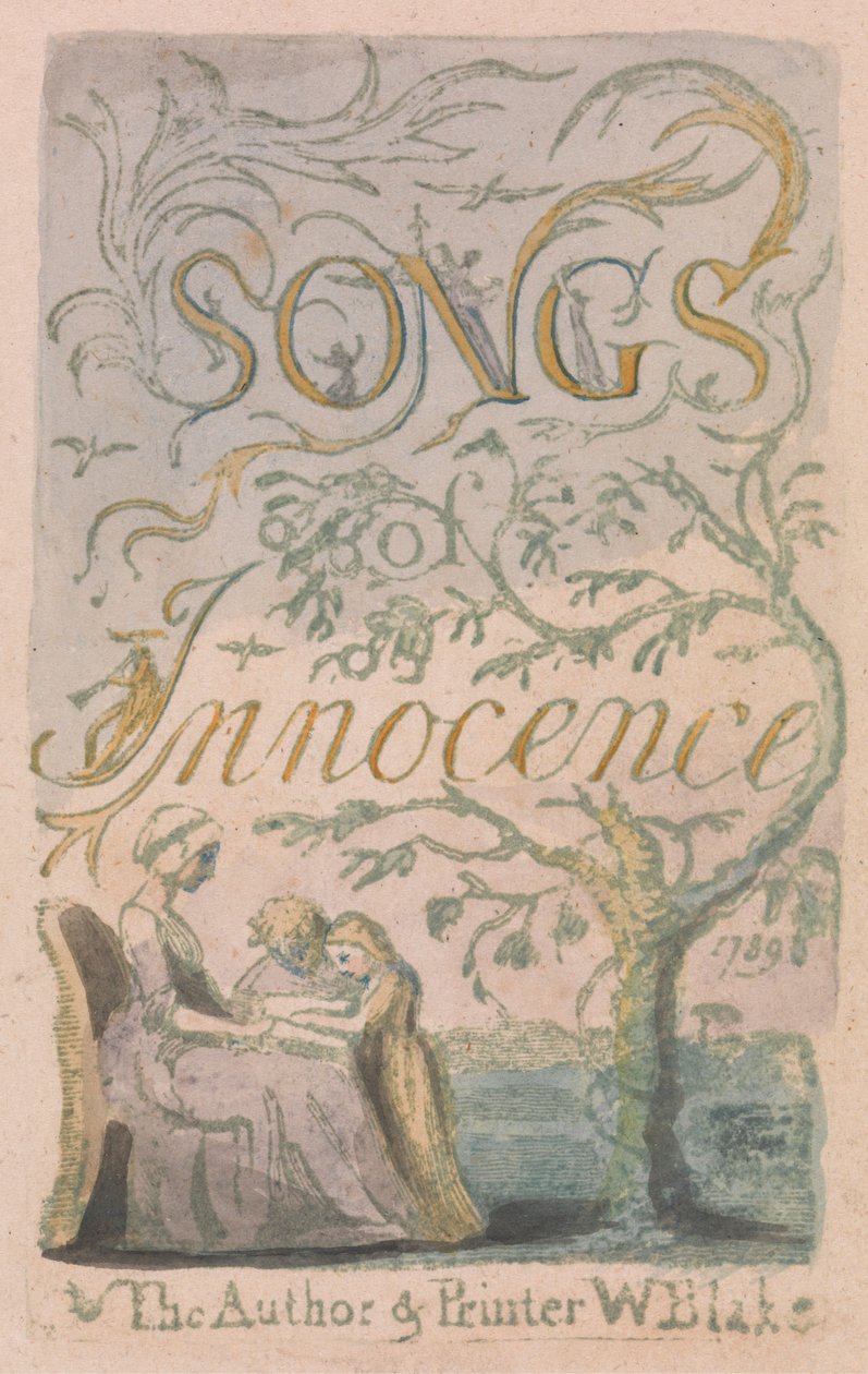 Songs of Innocence and of Experience, levy 2, viattomuuden otsikkosivu (Bentley 3) tekijältä William Blake