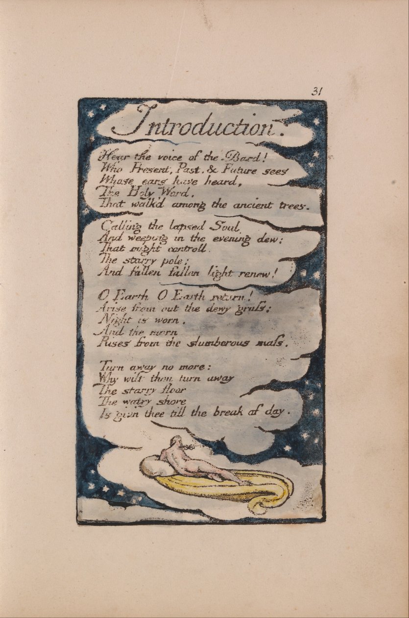 Viattomuuden ja kokemuksen lauluja, levy 31, Johdanto (Bentley 30) tekijältä William Blake