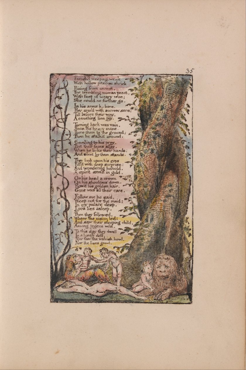 Songs of Innocence and of Experience, levy 35, Pikku tyttö löydetty (Bentley 36) tekijältä William Blake