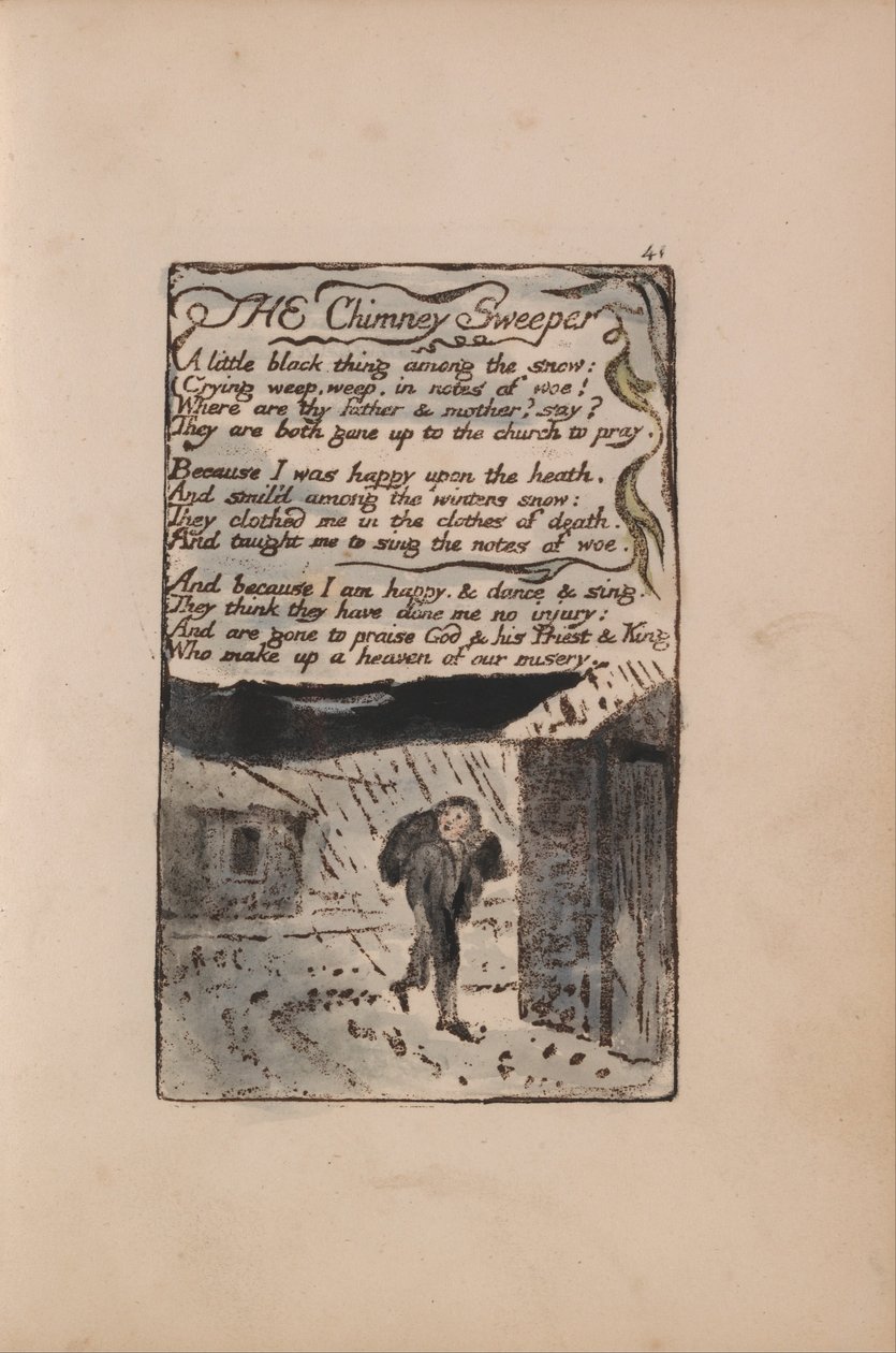 Viattomuuden ja kokemuksen lauluja, levy 41, savupiippu (Bentley 37) tekijältä William Blake