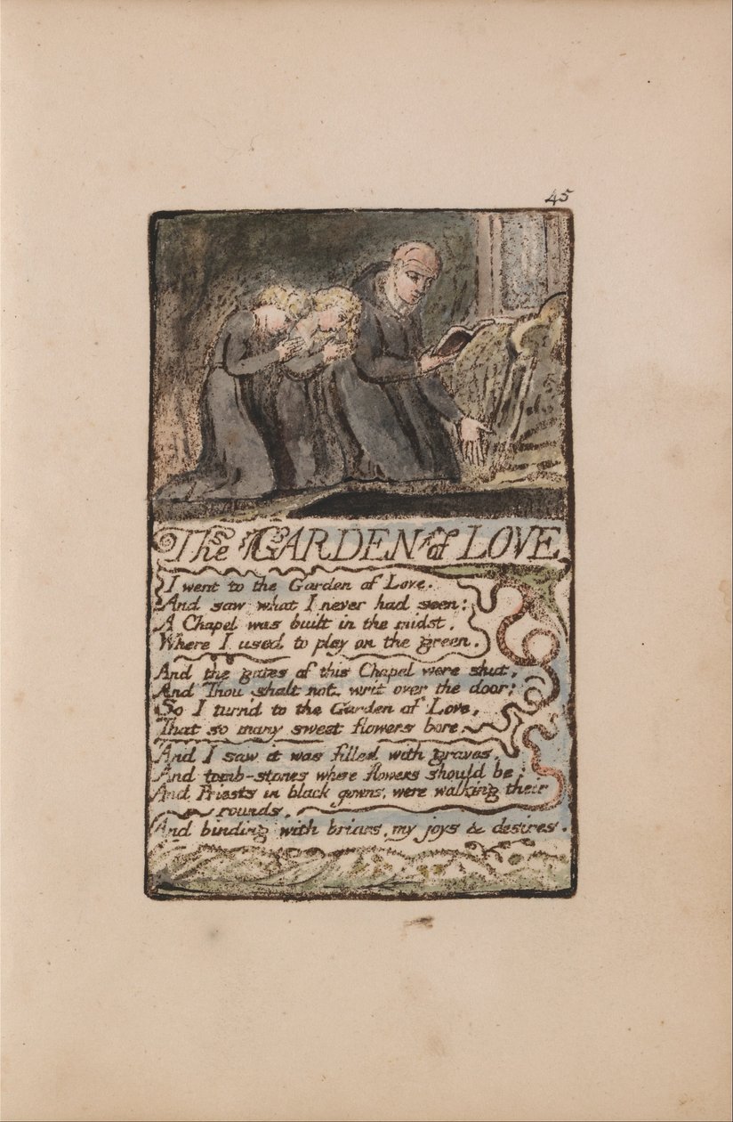 Viattomuuden ja kokemuksen lauluja, levy 45, Rakkauden puutarha (Bentley 44). tekijältä William Blake
