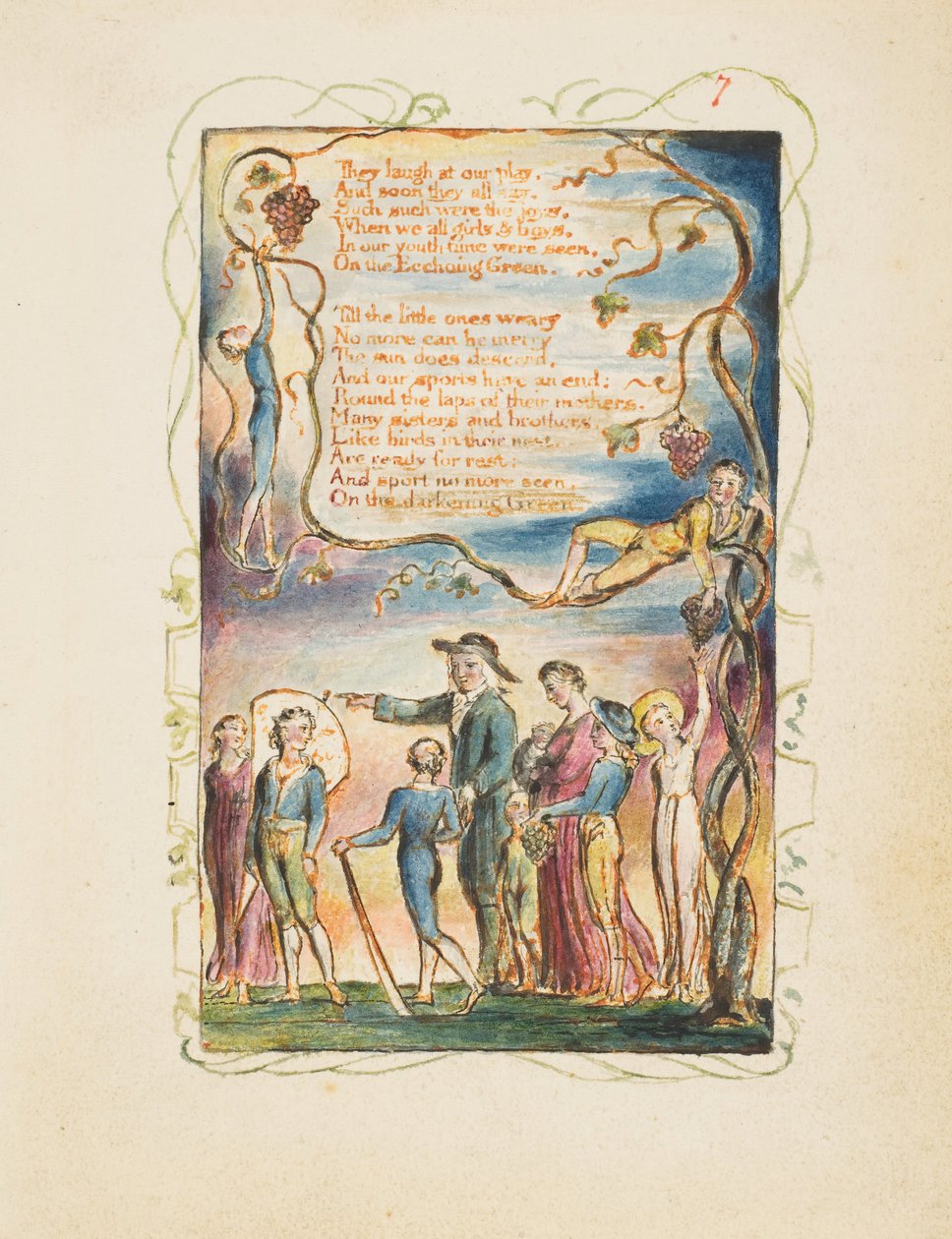 Songs of Innocence and of Experience: The Ecchoing Green toinen levy, n. 1825. tekijältä William Blake