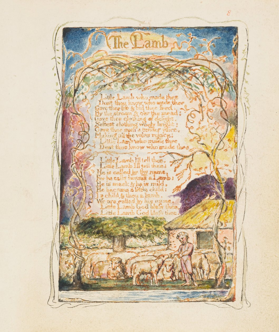 Songs of Innocence and of Experience: The Lamb, ca. 1825. tekijältä William Blake