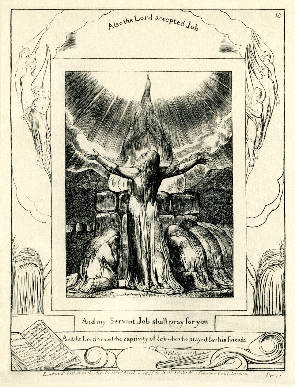 William Blaken kuvittama Jobin kirja 42:8 tekijältä William Blake