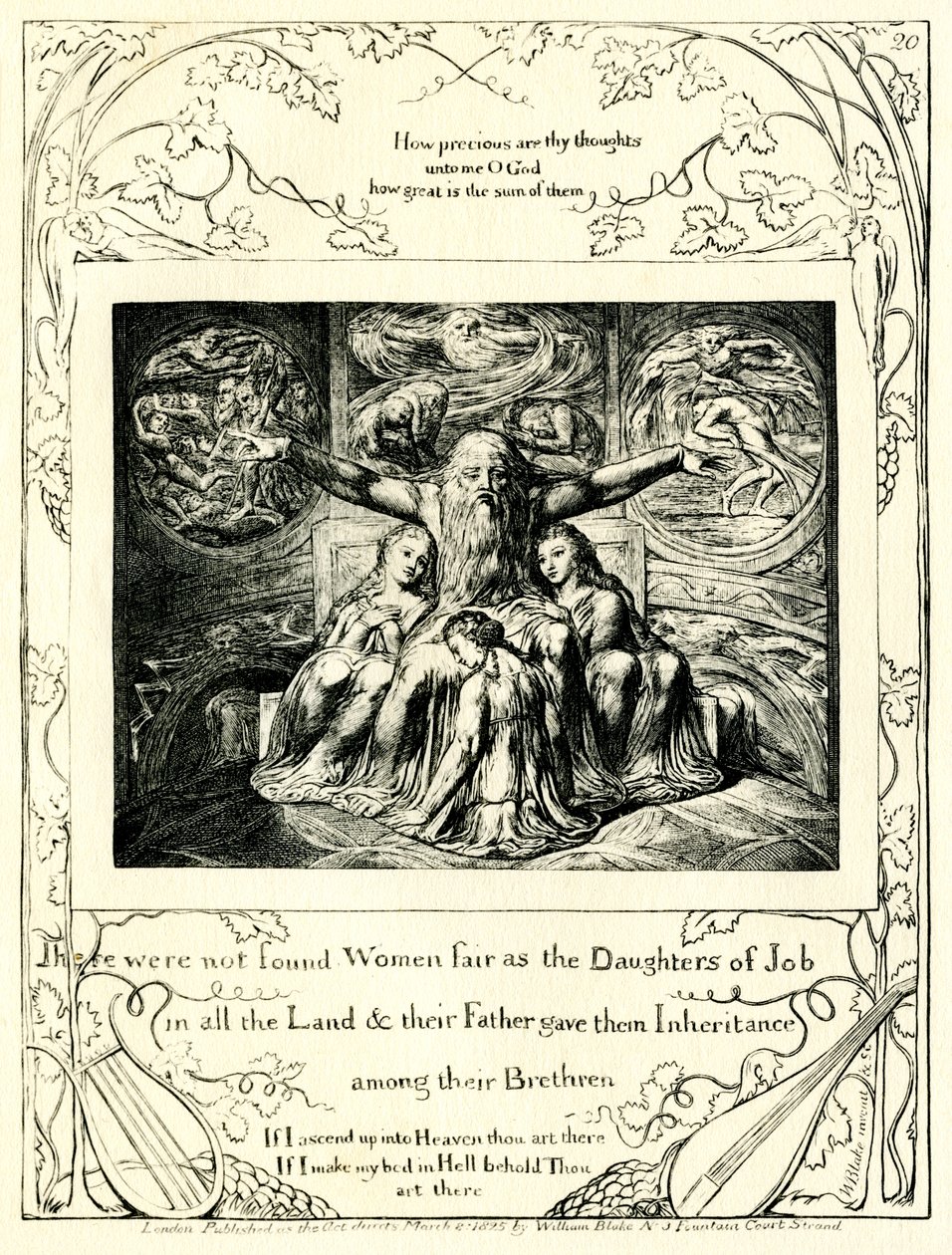 Jobin kirja 42:15, kuvittanut William Blake tekijältä William Blake