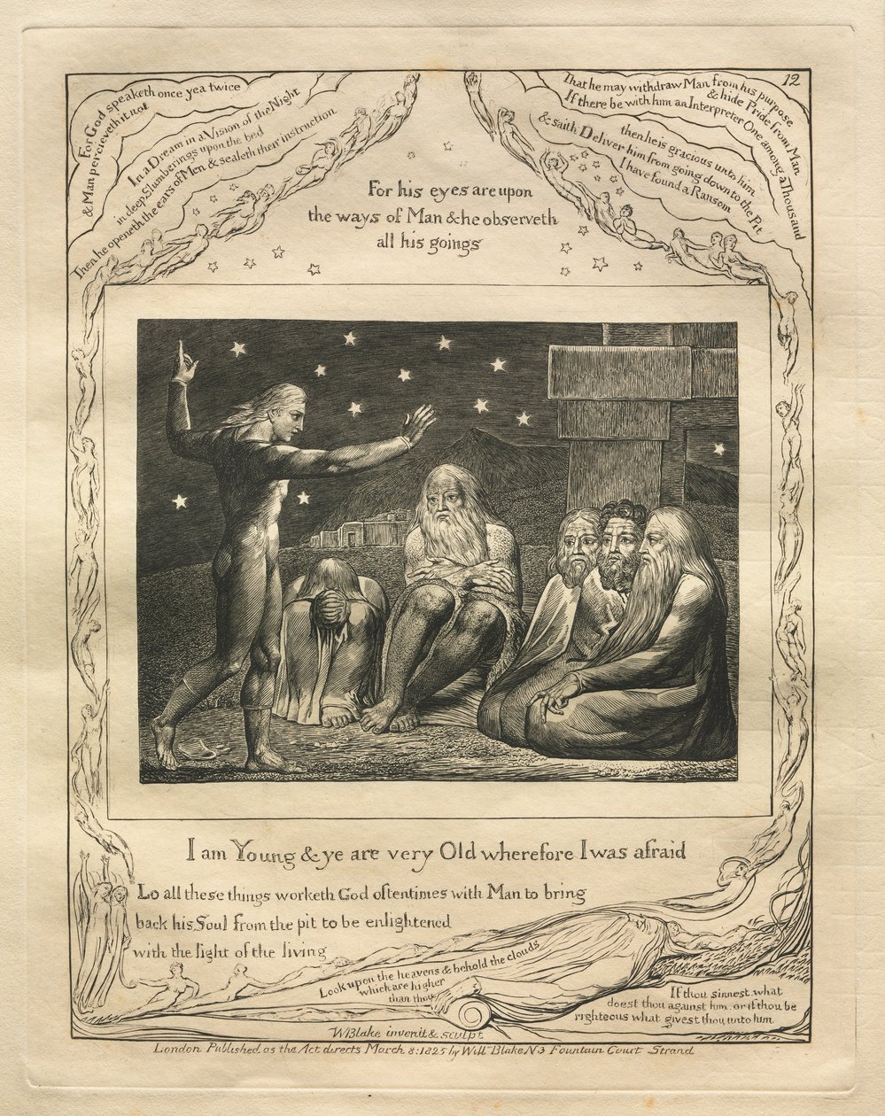 Jobin kirja: Pl. 12, Minä olen nuori ja te olette hyvin vanhoja, minkä vuoksi minä pelkäsin tekijältä William Blake