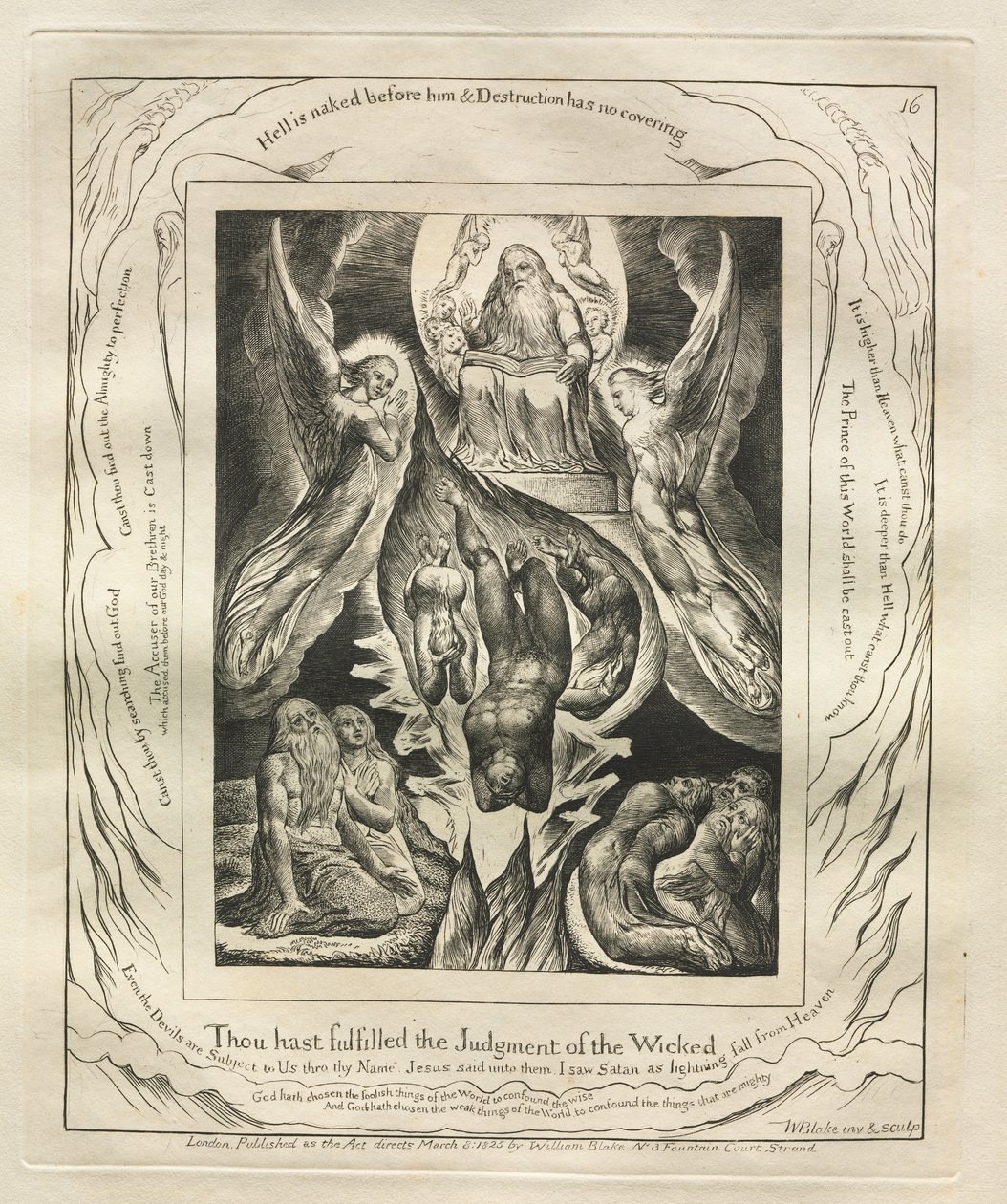 Jobin kirja: Pl. 16, Sinä olet täyttänyt jumalattomien tuomion tekijältä William Blake