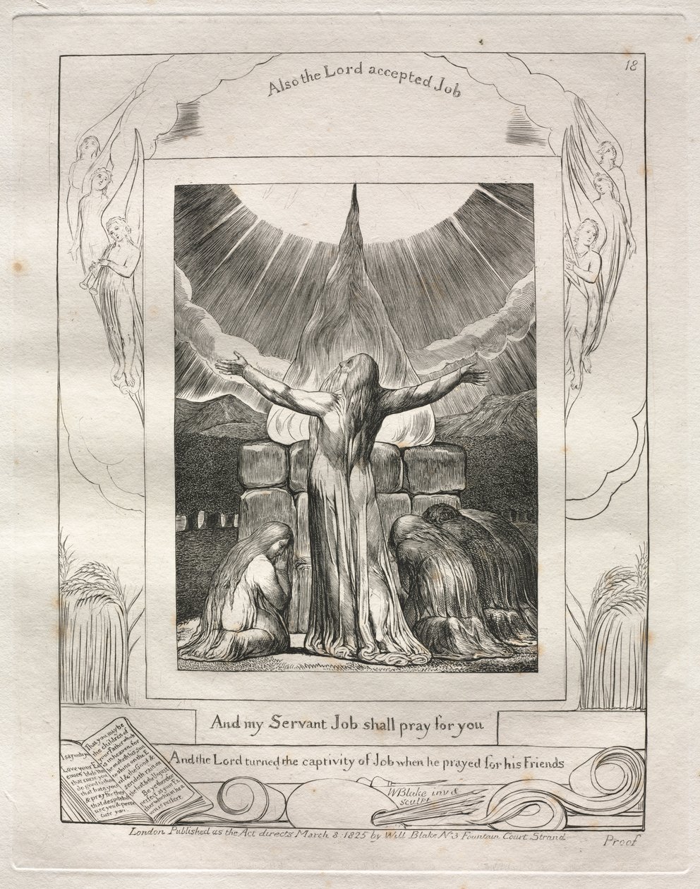 Jobin kirja: Pl. 18, ja palvelijani Job rukoilee puolestasi tekijältä William Blake