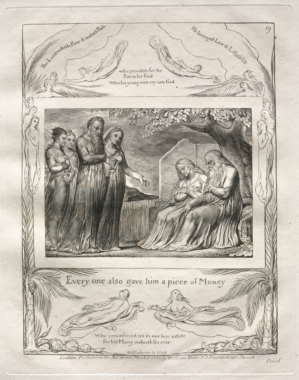 Jobin kirja: Pl. 19, Jokainen antoi hänelle myös palan rahaa tekijältä William Blake
