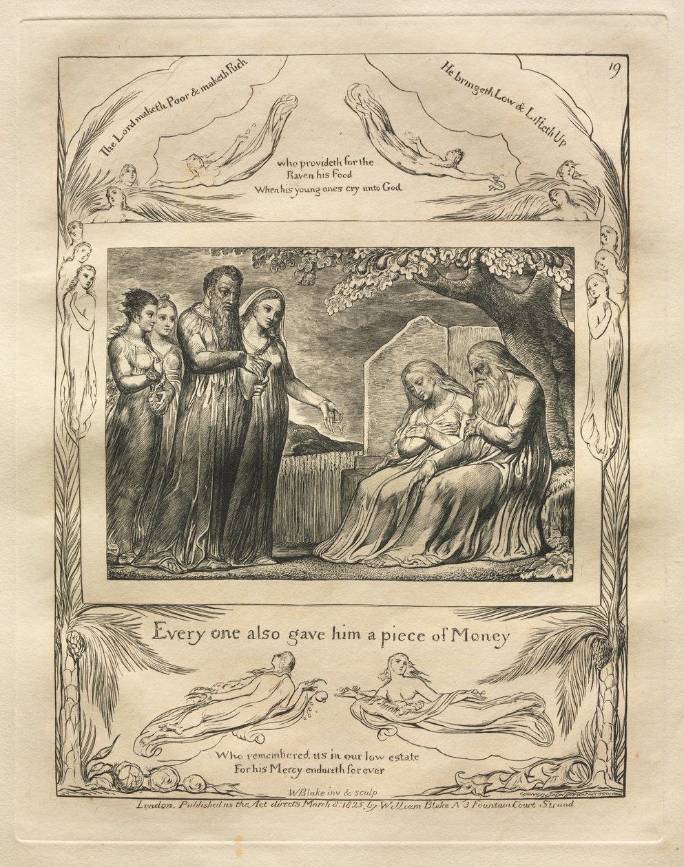 Jobin kirja: Pl. 19, Jokainen antoi hänelle myös palan rahaa tekijältä William Blake