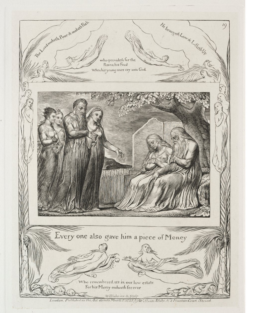 Jobin kirja: Pl. 19, Jokainen antoi hänelle myös palan rahaa tekijältä William Blake