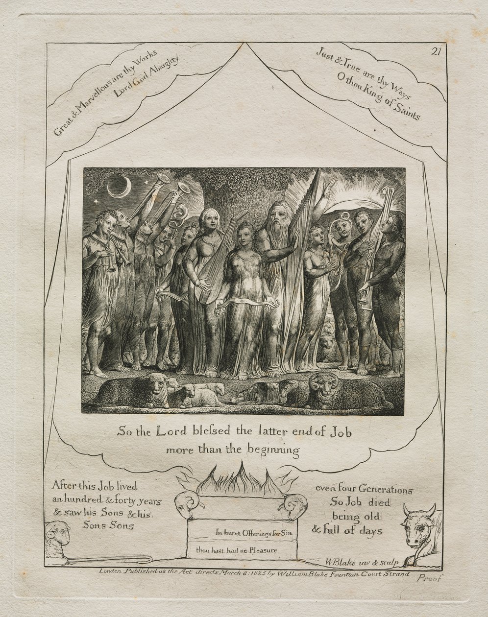 Jobin kirja: Pl. 21, Niin Herra siunasi Jobin loppua / enemmän kuin alkua tekijältä William Blake
