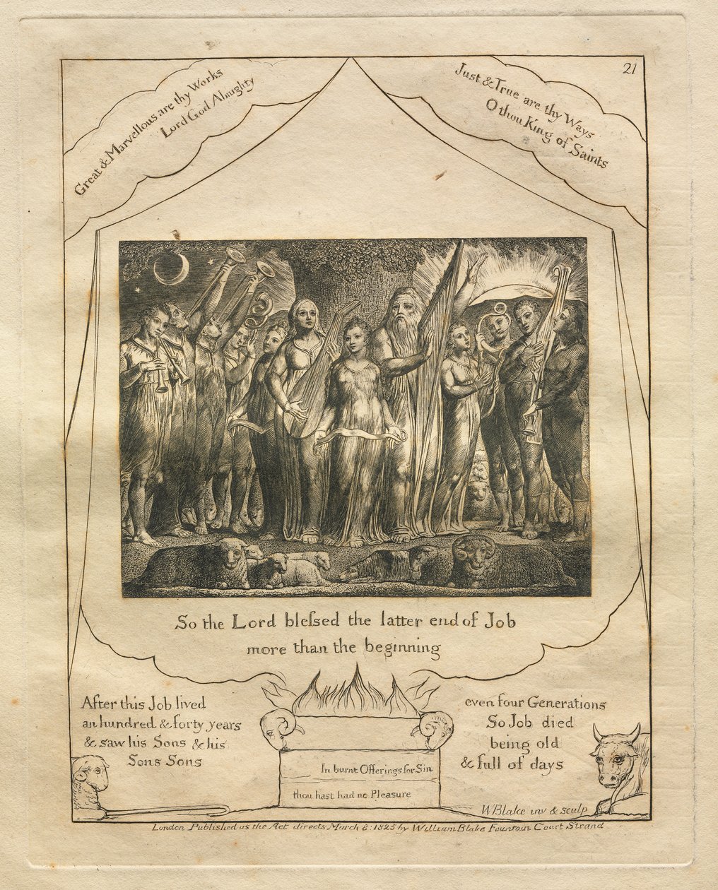 Jobin kirja: Pl. 21, Niin Herra siunasi Jobin loppua / enemmän kuin alkua tekijältä William Blake