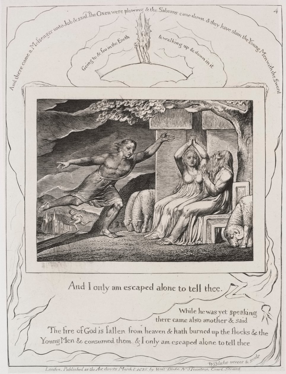 Jobin kirja: Pl. 4, ja olen vain paennut yksin kertoakseni sinulle tekijältä William Blake