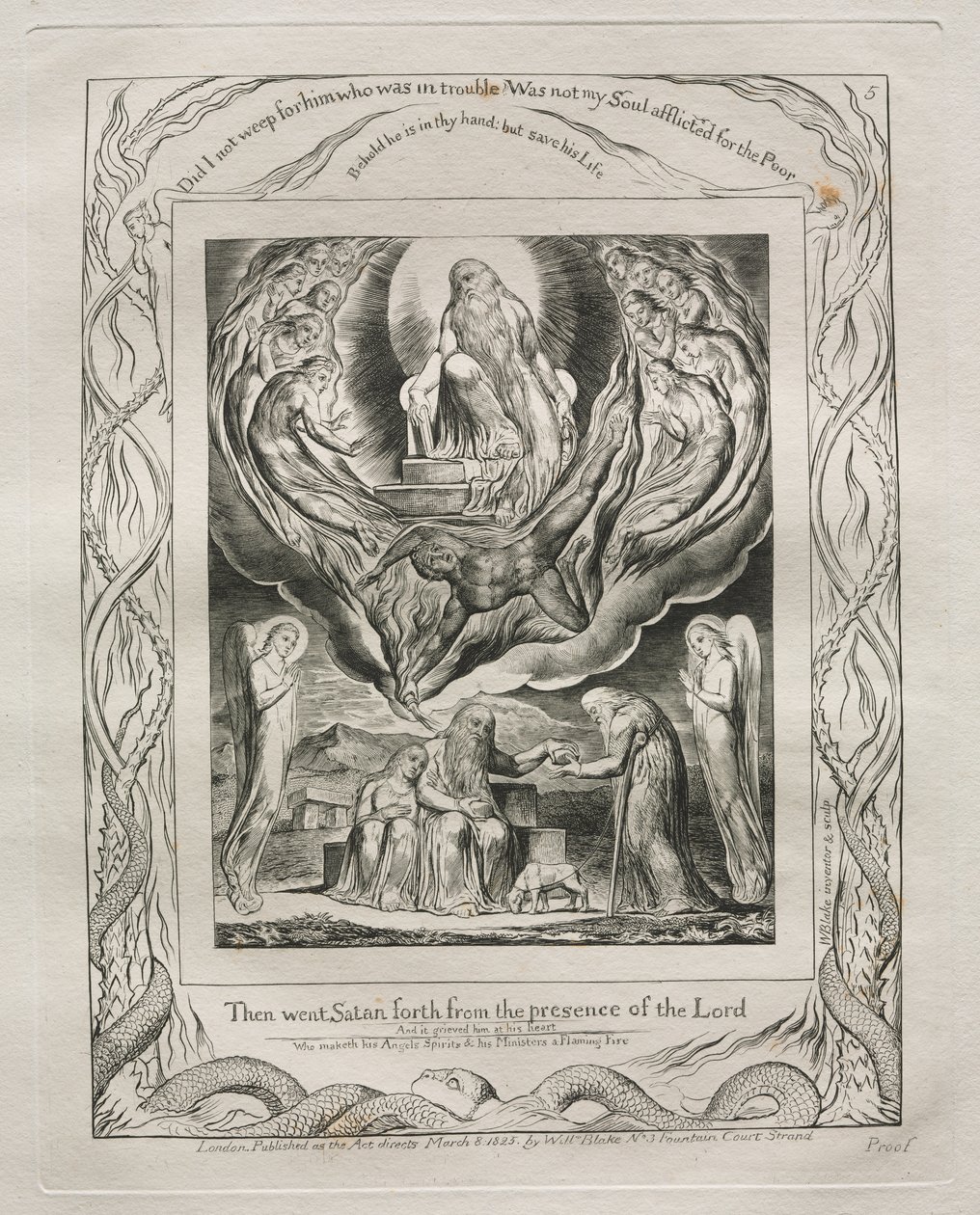 Jobin kirja: Pl. 5, Sitten Saatana lähti Herran edestä tekijältä William Blake