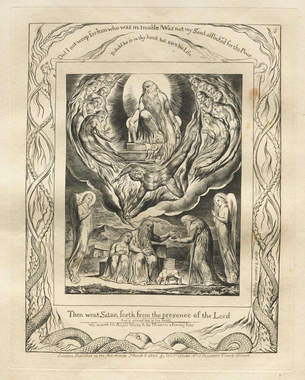 Jobin kirja: Pl. 5, Sitten Saatana lähti Herran edestä tekijältä William Blake