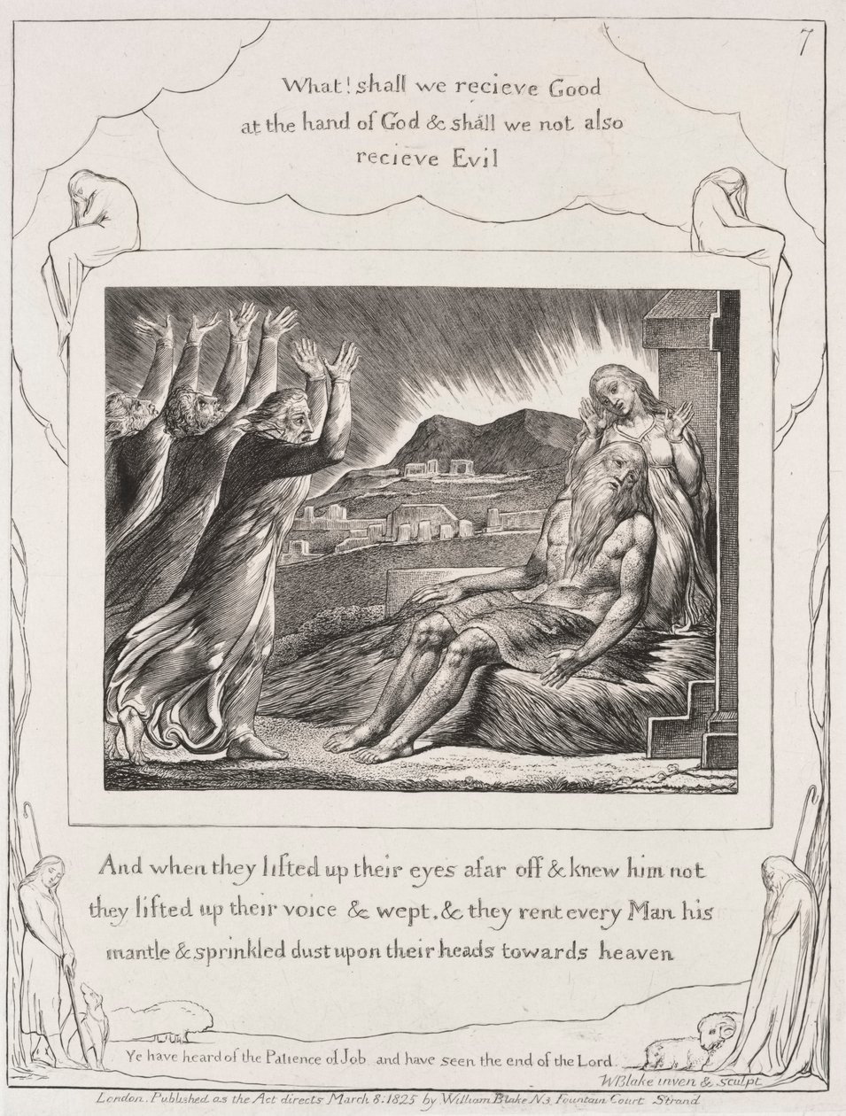 Jobin kirja: Pl. 7, Ja kun he olivat nostaneet silmänsä tekijältä William Blake