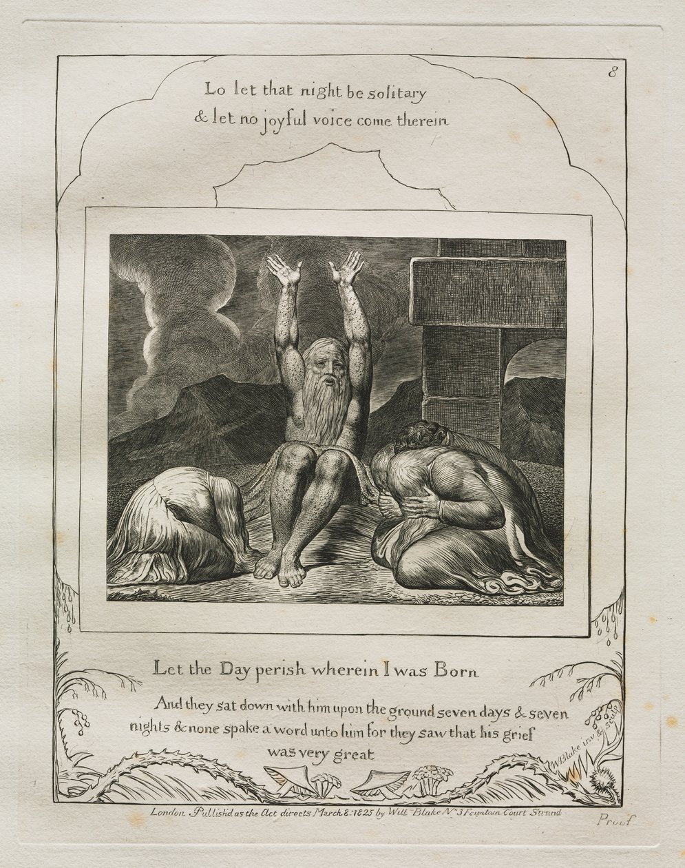 Jobin kirja: Pl. 8, hukkukoon se päivä, jona synnyin tekijältä William Blake
