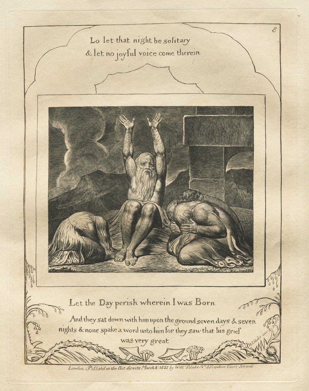 Jobin kirja: Pl. 8, hukkukoon se päivä, jona synnyin tekijältä William Blake
