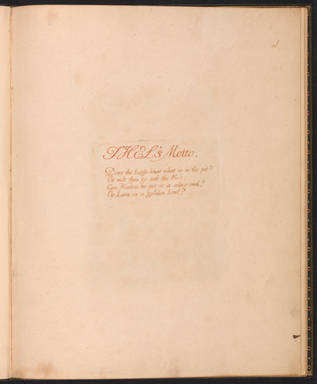 Thel -kirja, levy 1, Thels -motto ... tekijältä William Blake