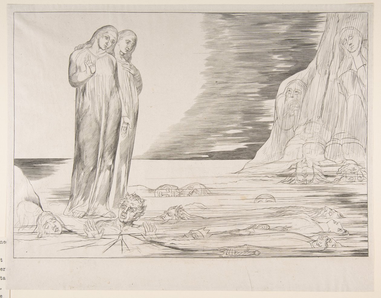 Petturien ympyrä: Dantes Foot Striking Bocca Degli Abbate, Dantes Infe..., n. 1825-27. tekijältä William Blake