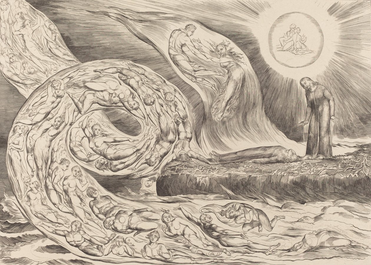 Himoisten ympyrä: Paolo ja Francesca, 1827. tekijältä William Blake